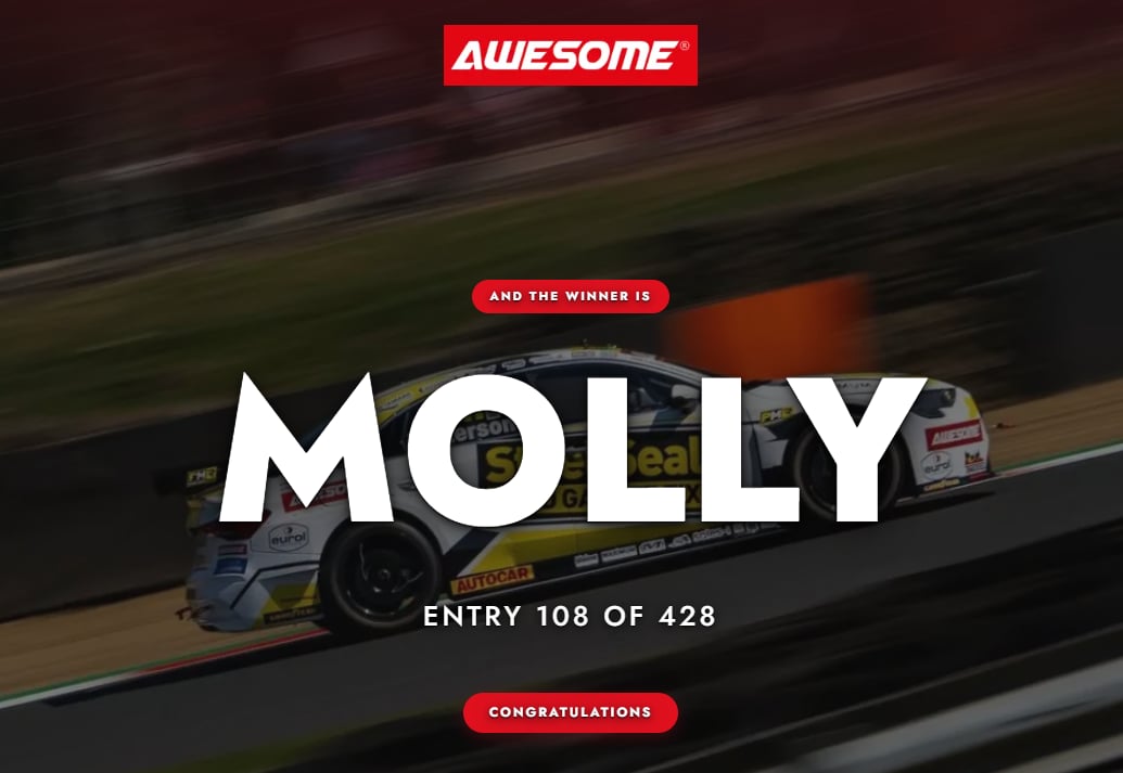 Competition winner announcement: and the winner is Molly, entry 108 of 428